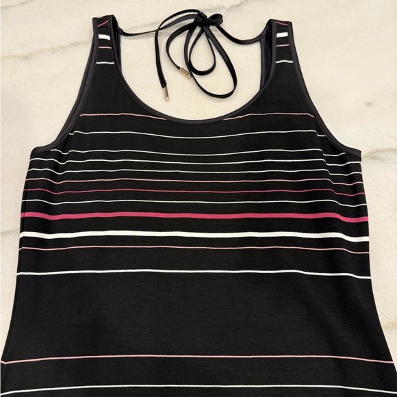 White House Black Market Maxi Dress Size XS Black Striped Tie Back NWT - Picture 2 of 13